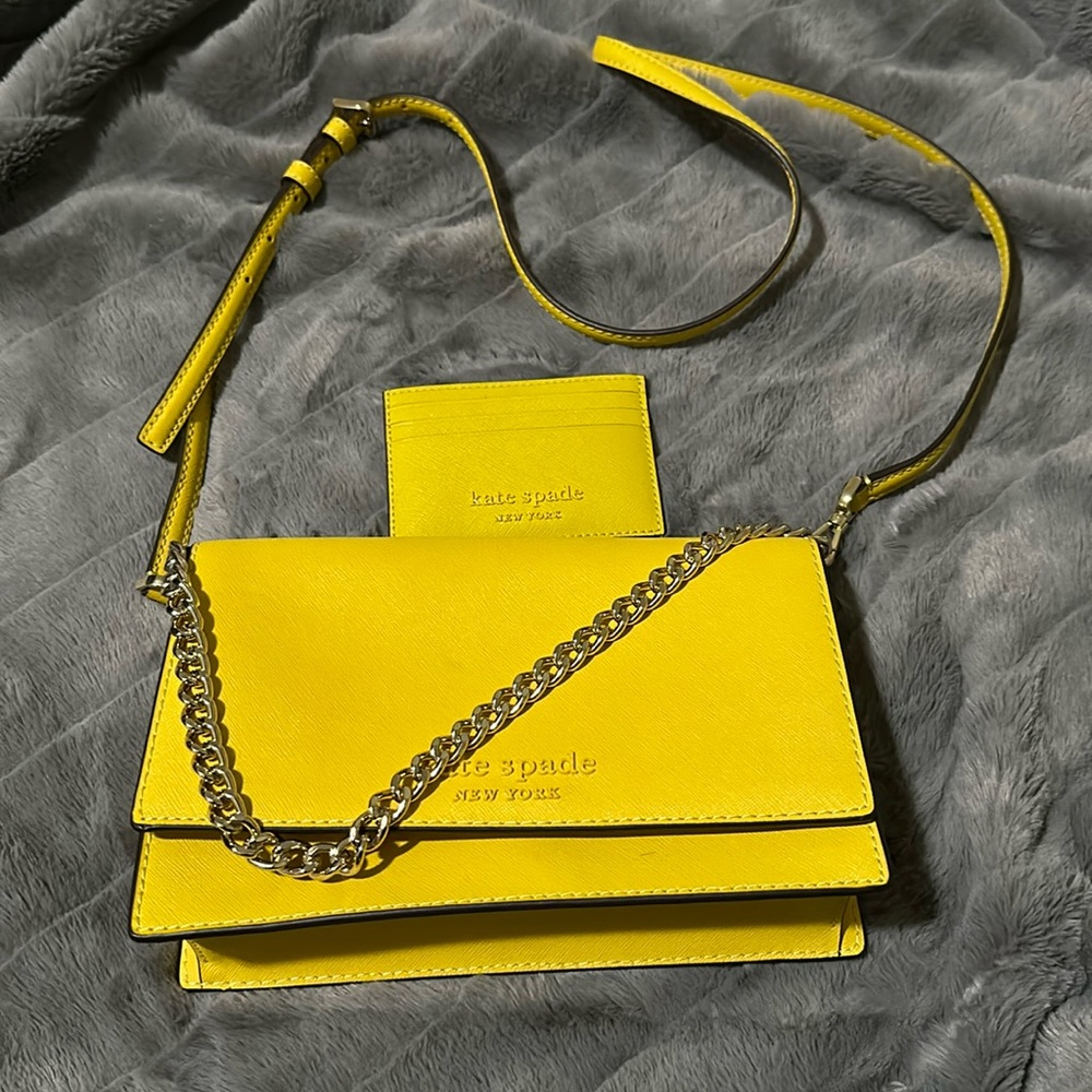 Kate Spade Yellow Cameron Convertible Crossbody with Matching Cardholder